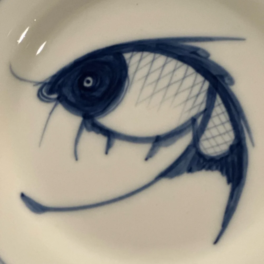 Set of 6 Blue and White Koi Fish 7 in Jingdezhen Porcelain Plates from China